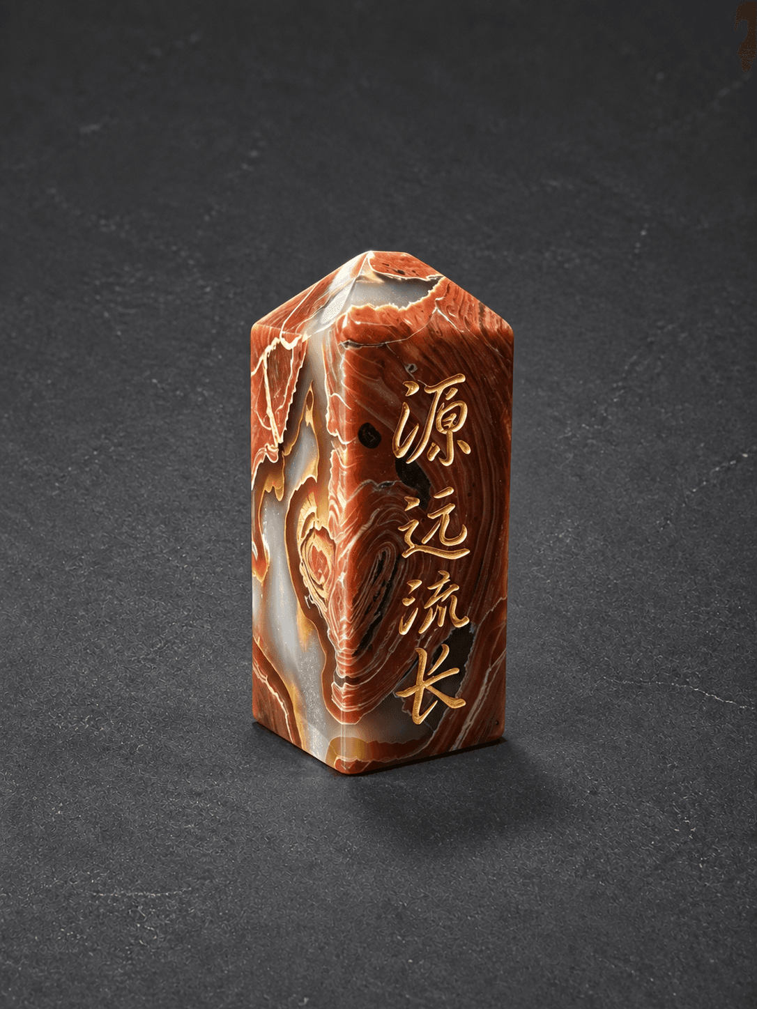 源远流长 · 天然狼山石嵌金印章真实产品图